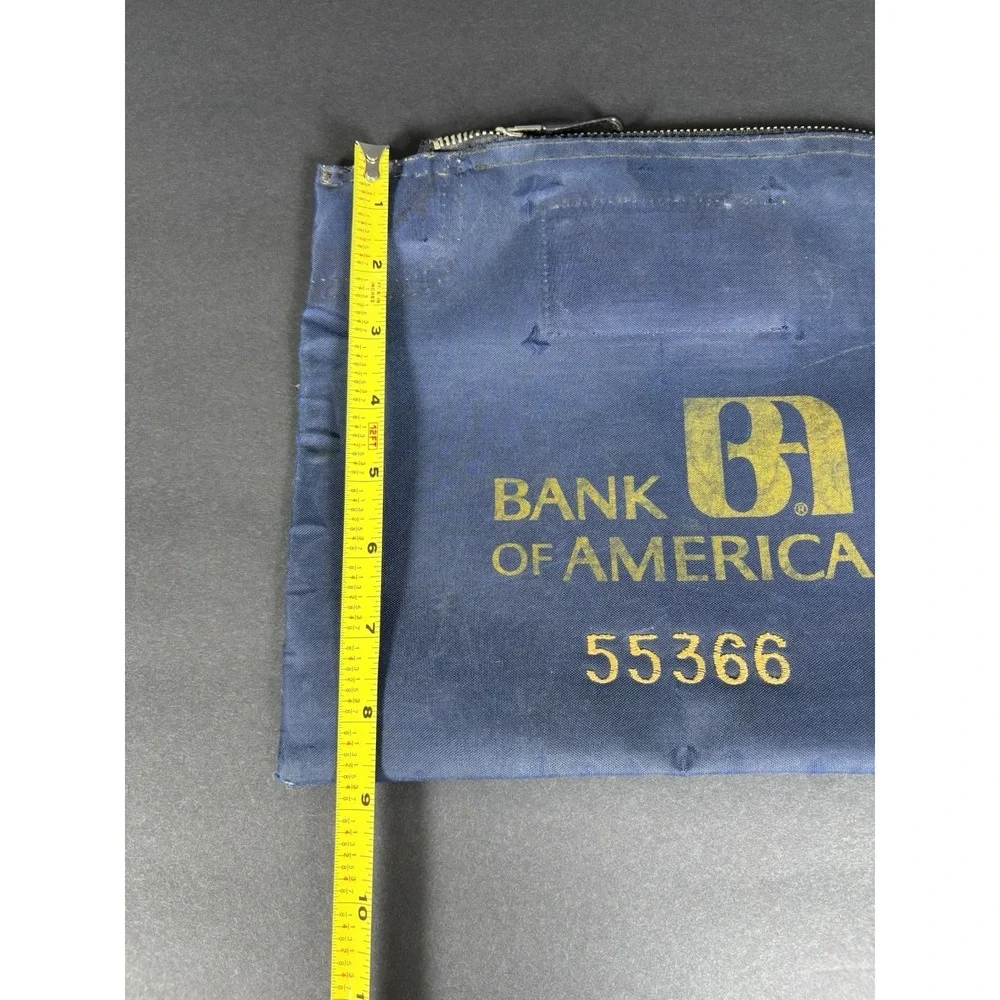 Vintage Bank of America Zippered Deposit Bag Cash Money Bag #55366 Blue